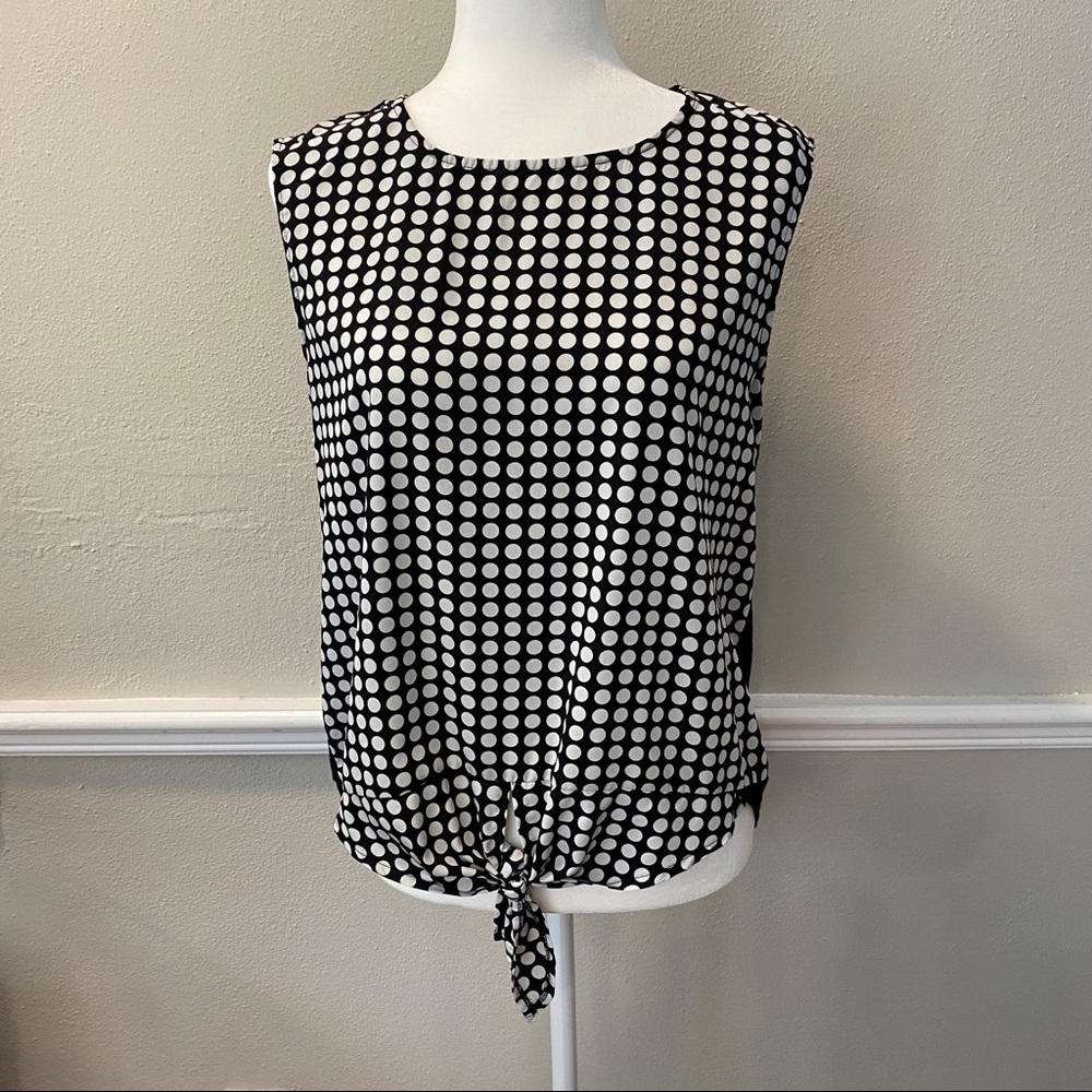 Vince Camuto Tie Front Hi Low Polka Dot Tank Top
